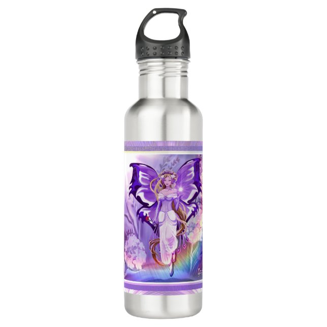 Purple Sun fairy Stainless Steel Water Bottle (Front)