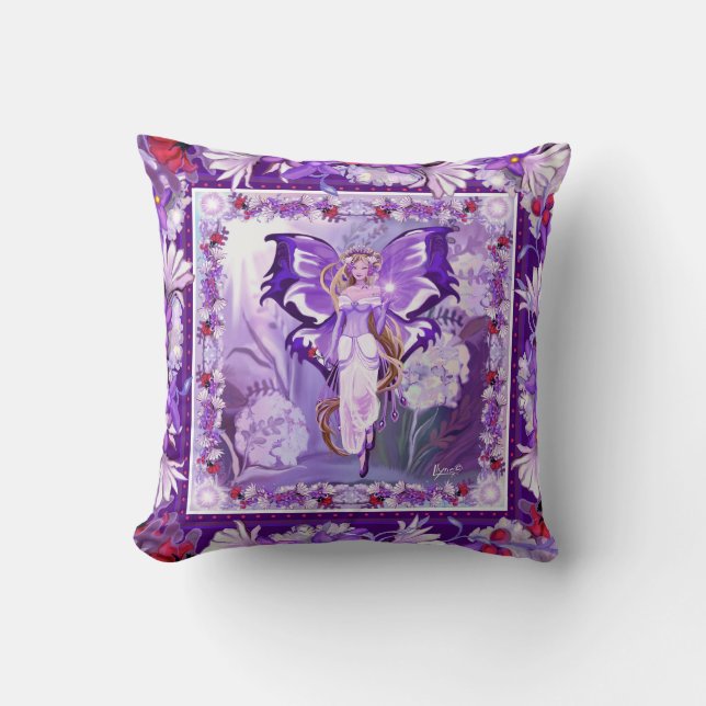 Purple Sun Fairy Throw Pillow (Front)