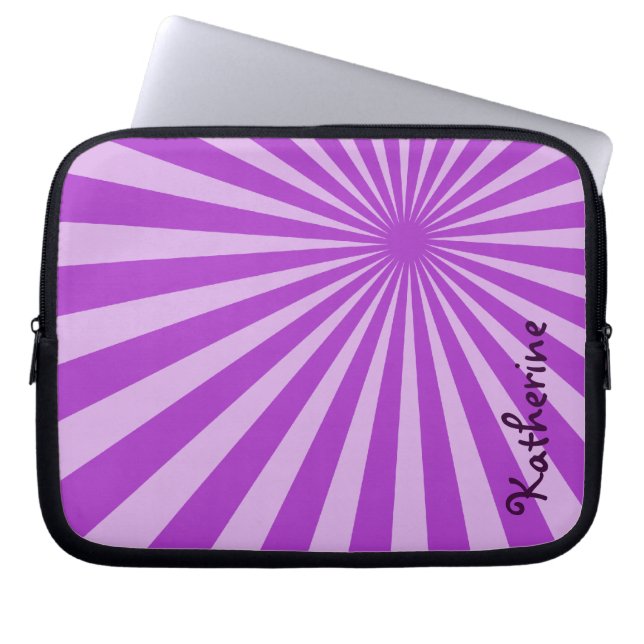 Purple Sunburst "Add Your Name" Laptop Sleeve (Front)