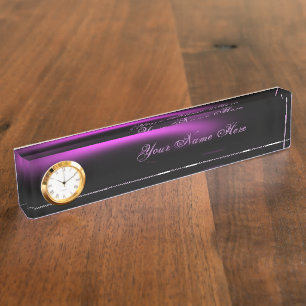 Purple Sunburst Twirl Lights Desk Name Plate
