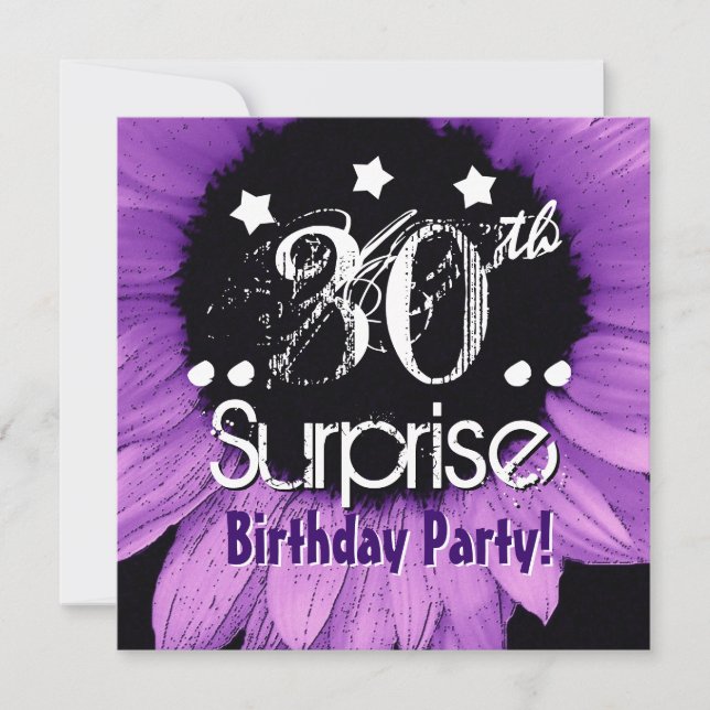 Purple Sunflower 30th Surprise Birthday Template (Front)