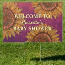 Purple Sunflower Boho Cute Custom Baby Shower Yard
