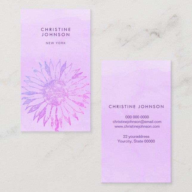 purple sunflower business card (Front/Back)