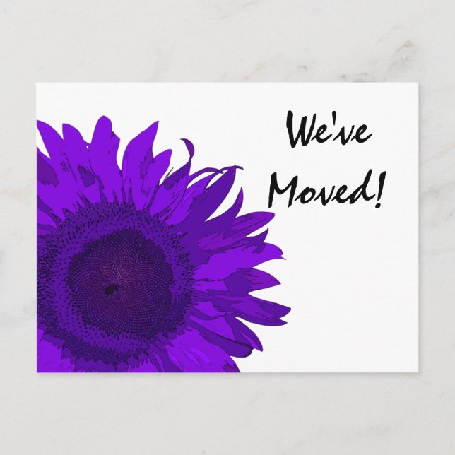 Purple Sunflower Change of Address Announcement (Front)