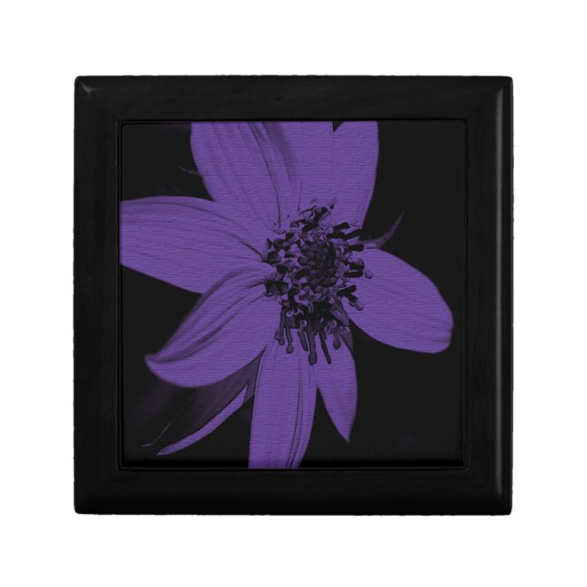 Purple Sunflower Floral Art Jewelry Box (Front)