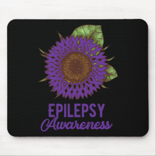 Purple Sunflower Ribbon Epilepsy Awareness Support Mouse Pad