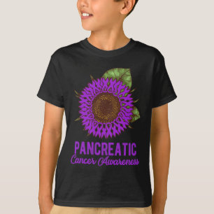 Purple Sunflower Ribbon Support Pancreatic Cancer T-Shirt