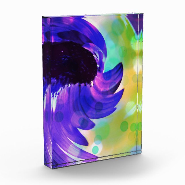 Purple Sunflower Swirl Art in Acrylic Award (Left)