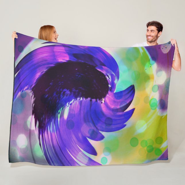 Purple Sunflower Swirl  Fleece Blanket (In Situ)