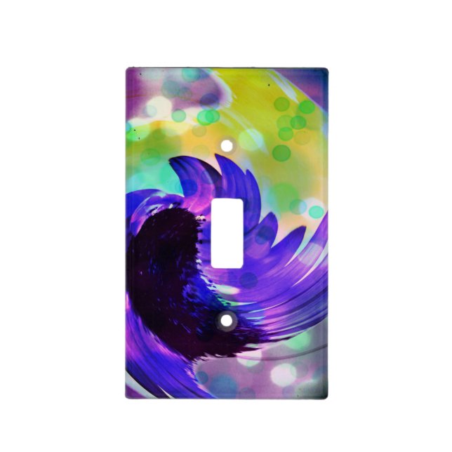 Purple Sunflower Swirl Light Switch Plate (Front)