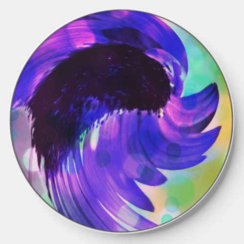 Purple Sunflower Swirl Night Light Wireless Charger