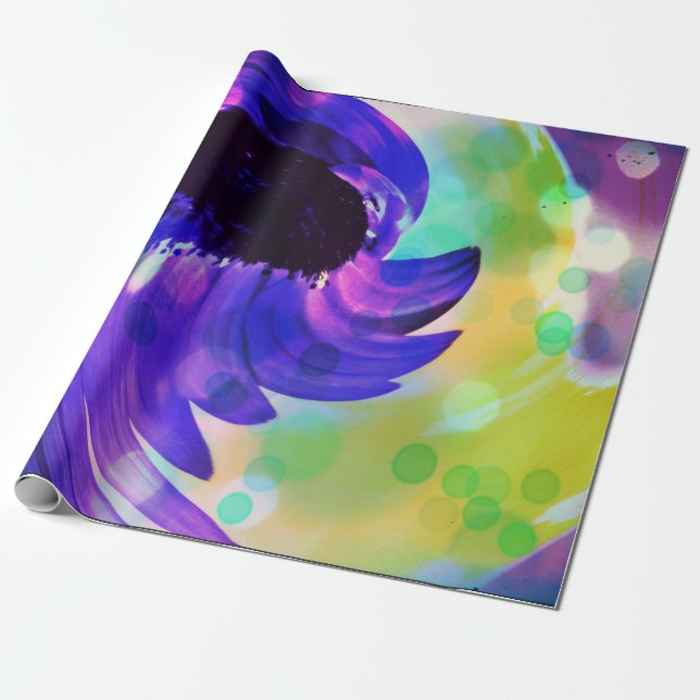 Purple Sunflower Swirl Wrapping Paper (Unrolled)