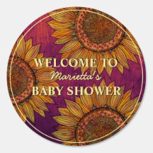 Purple Sunflower Watercolor Boho Baby Shower Yard