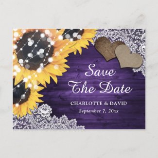 Purple Sunflower Wedding Save The Date