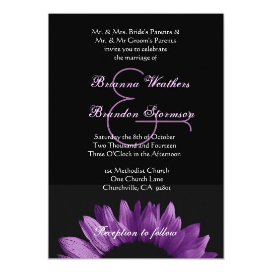 Purple Sunflower Wedding Ver 002 Card