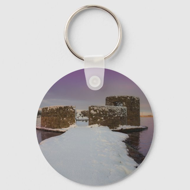 Purple Sunrise At The Snowy Chasewater  Keychain (Front)