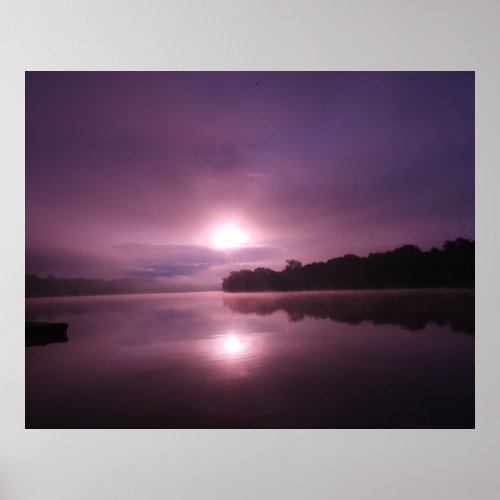 Purple Sunrise over Water Poster