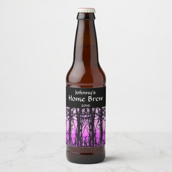 Purple Sunset Abstract Stained Glass Beer Label