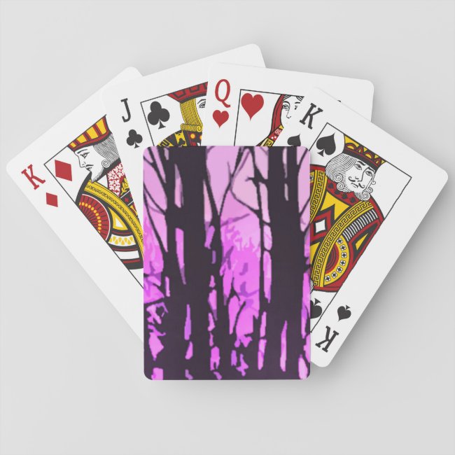 Purple Sunset Abstract Stained Glass Playing Cards
