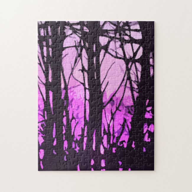 Purple Sunset Abstract Stained Glass Puzzle
