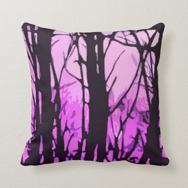 Purple Sunset Abstract Stained Glass Throw Pillow