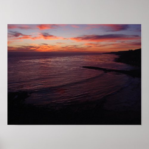 Purple Sunset at Royal Palms Beach Poster