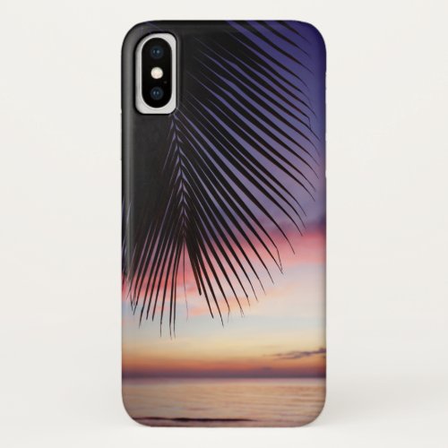 Purple Sunset Beach Tropical Palm Tree Silhouette iPhone X Case