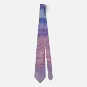 Purple Sunset Blue Pink Colorful Abstract Art Neck Tie