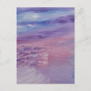 Purple Sunset Blue Pink Colorful Abstract Art Postcard