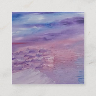Purple Sunset Blue Pink Colorful Abstract Art Square Business Card