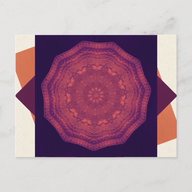 Purple Sunset Butterflies Kaleidoscope Mandala Postcard (Front)