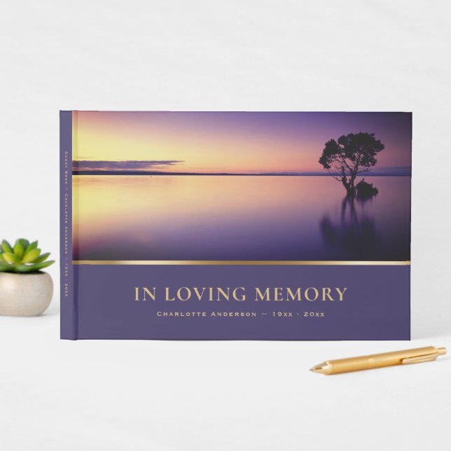Purple Sunset Funeral Guest Book (InSitu Display)
