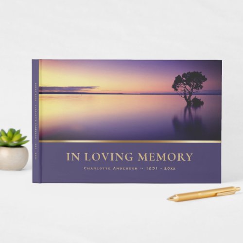 Purple Sunset Funeral Guest Book