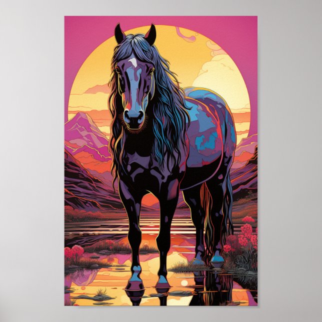 Purple Sunset Horse Poster (Front)
