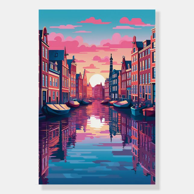 Purple Sunset in Amsterdam Travel Poster (Front)