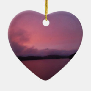 Purple sunset on Lake Arrowhead Ceramic Ornament