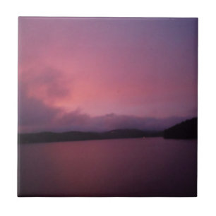 Purple sunset on Lake Arrowhead Ceramic Tile