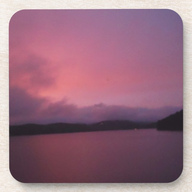 Purple sunset on Lake Arrowhead Drink Coaster (Front)