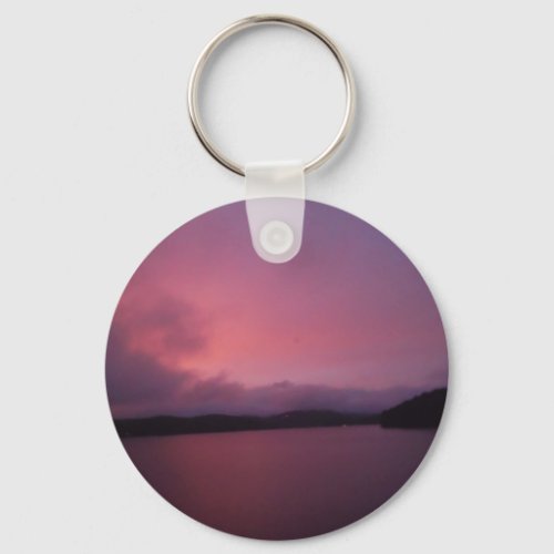 Purple sunset on Lake Arrowhead Keychain