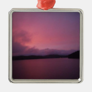 Purple sunset on Lake Arrowhead Metal Ornament