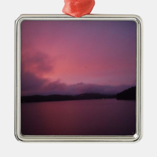 Purple sunset on Lake Arrowhead Metal Ornament (Front)
