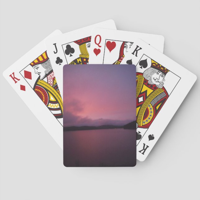 Purple sunset on Lake Arrowhead Poker Cards (Back)
