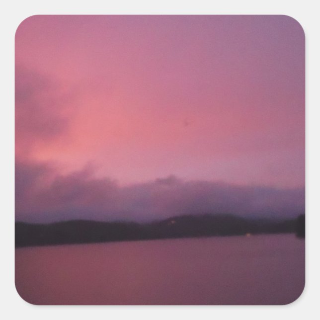 Purple sunset on Lake Arrowhead Square Sticker (Front)