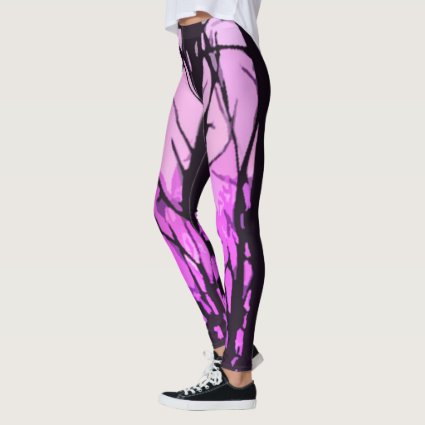 Purple Sunset Stained Glass Abstract Leggings