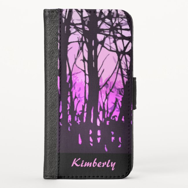 Purple Sunset Stained Glass iPhone X Wallet Case