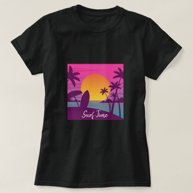 Purple sunset surf beach T-Shirt (Design Front)