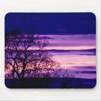 Purple Sunset Tree Silhouette mousepad