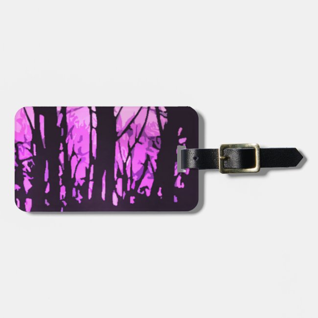 Purple Sunset Trees Stained Glass Luggage Tag