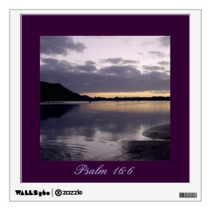 Purple Sunset Watercolor - Psalm 16:6 Wall Sticker