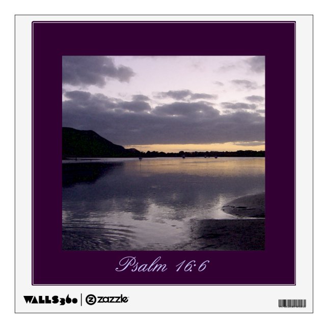 Purple Sunset Watercolor - Psalm 16:6 Wall Sticker (Front)